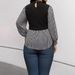 Women's Clothing Plus Size Clothes Patchwork Striped Shirt – Oversized Button-Down Blouse For Women, Loose Fit & Comfortable (0XL-4XL, Black)_ecoleips.com