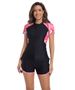 Women's Short-Sleeved Zipper Swimsuit Snorkeling Surfing Suit Tight Fitting Boxer Briefs Printed Jellyfish Design_ecoleips.com