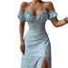 Colors 5 Sizes In Stock Foreign Trade Women's New Sexy Slim Mid-Length Floral French Strap Dress_ecoleips.com