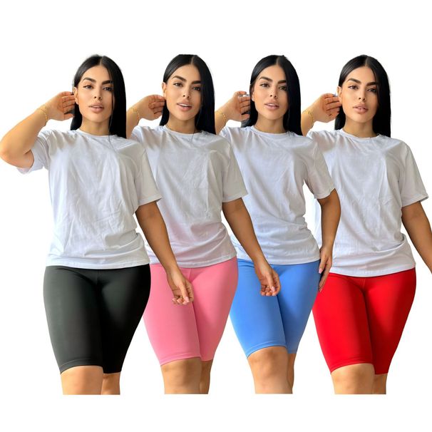 Round-Neck Brand Logo Embossed Casual Short-Sleeve Top And High-Elastic Quick-Dry Yoga Fabric Five-Point Pants Set_ecoleips.com