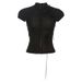 Spring Women's Slim Fit High Neck Cardigan Short Sleeve T-Shirt Style Personalized Button Down Flower Decoration_ecoleips.com