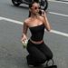 Hot-selling Women's Clothing Summer New Fashion Casual Tube Top Slim Solid Color Small Flared Pants Set_ecoleips.com