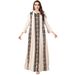 Women's Clothing Muslim Dubai Long Skirt V Neck Embroidery Splicing Contrast Color Foreign Trade Polyester Dress_ecoleips.com