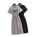 150kg Summer 2025 New For Women With Slit And Waist-cinching Design, Fashionable Casual Elegant Dress That Is Slimming_ecoleips.com