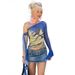 Women's Summer Off-Shoulder T-Shirt Slim Fit Long Sleeve Personalized Print Style Hot Girl Top_ecoleips.com