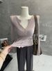 Chao Smoky Pink Sheer Thin Knitted Cardigan Gentle Style Long Sleeves Slim Fit Ruffled Trim Sun Protection Versatile Shirt_ecoleips.com