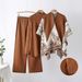Fashion 3-Piece Set: Shawl Cardigan + Oversized Sweater + Wide Leg Pants – Elegant Office & Casual Outfit, Wrinkle-Free Polyester, Plus Size Friendly_ecoleips.com
