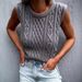 Women's Clothing Round Neck Sleeveless Cable Knit Top Vest Russian Spring Summer_ecoleips.com