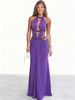 Women's Clothing Halter Neck Deep V Hollowed Out Long Dress Rhinestone Studded Slim Fit Sexy Evening Party Gown For Women_ecoleips.com