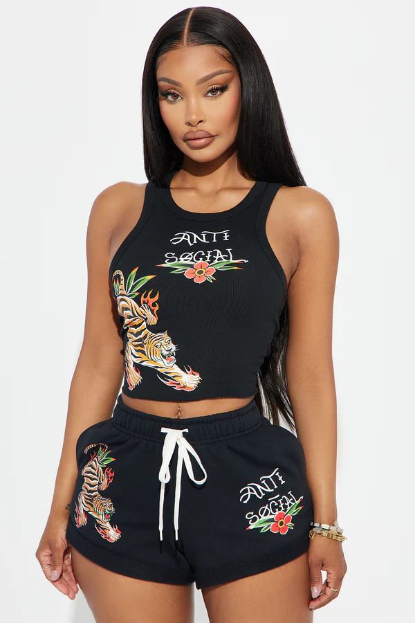 Women's Clothing Women's Fashion Positioning Printed Vest Shorts Suit_ecoleips.com