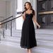 "Elegant Tulle Layered Dress – Romantic A-Line Midi Dress With Sheer Detail_ecoleips.com