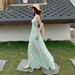 2026 Summer New French Style Fresh Sweet Strap For Women Beach Vacation Outfit Waist-Cinching Mid-Length Dress_ecoleips.com