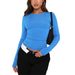 casual Long Sleeved Spring And Autumn Solid Color Slim Fitting Pullover T-shirt Women's Street Top_ecoleips.com
