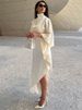 Tossy Fashion Satin Turtleneck Dress Female High Waist One-Shoulder Ruffled Patchwork Elegant Party Dress Summer Women Dress New_ecoleips.com