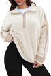 Women's Clothing Zipper Sweatshirt Hoodie Long Sleeve Stand Collar Pullover Casual Color Block Top With Pockets_ecoleips.com