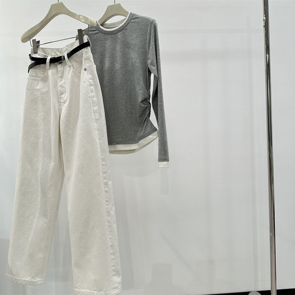 French Style Old Money Repayment High-Density Pure Cotton White Jeans For Women 26 Spring High Waist Slimming Versatile_ecoleips.com