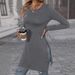 Autumn Girl's Long Sleeves Slim Slimming Slit Long T-Shirt_ecoleips.com