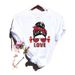 Cross-border Supply Of New Producs: European And American Syle Hear-prined Loose-fiing Shor-sleeve Women's_ecoleips.com