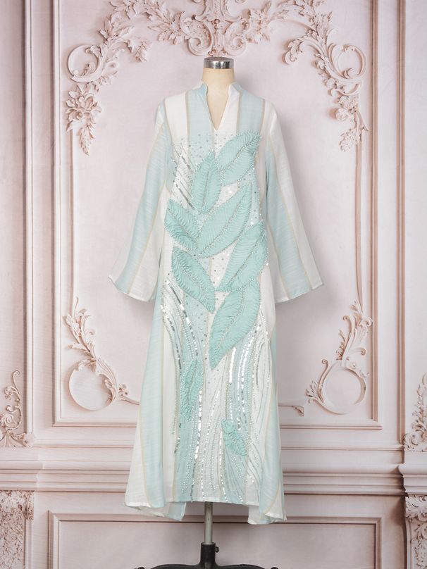 Elegant Floral Beaded Loose Pullover Dress MT559 Women's Fashion Robe Ethnic Style Cross Border Foreign Trade_ecoleips.com