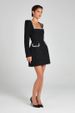 K Elegant Slimming U-neck Long-sleeved Beaded Dress For Women_ecoleips.com