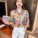 Aria Basics Aria Basics European American Cross-border Foreign Trade Printed Shirt For Women, New Spring And Autumn Loose Long-sleeve Top,_ecoleips.com