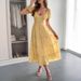Elegant Puff Sleeve Long Dress Women Casual Wedding Guest Party Vacation Wear_ecoleips.com
