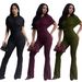 Women's Clothing Elegant Slim Fit Jumpsuit Fashion Solid Color Wide Leg C7651 European American Style_ecoleips.com