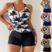 Tropical Print Bikini Set – High-Waisted Swim Bottom & Adjustable Triangle Top (S-XL, 5 Colors) – Tummy Control & UV Protection_ecoleips.com