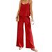 Women's Elegant Two Piece Set Solid Color Round Neck Camisole Wide Leg Pants Bestseller_ecoleips.com