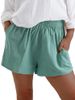 Suitable For All Seasons Women's Summer New Solid Color High Waist Casual Linen Pocket Straight Three-Quarter Shorts_ecoleips.com