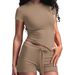 Women's Short Sleeve T-Shirt And Drawstring Shorts Sleepwear Set Comfortable Soft Pajama Set for Lounge And Sleep Multiple Colors Available_ecoleips.com