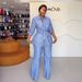 Women's Stripe Lapel Shirt & High-Waisted Wide-Leg Pants Set – Spring Casual Outfit (Blue/Pink/Coral, Sizes S-XXL)_ecoleips.com