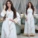 Elegant Embroidered Abaya Dress With Sequins – Lightweight Crinkle Polyester Muslim Jalabiya For Women (Pink/Green)_ecoleips.com