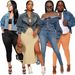 Women's Clothing Irregular Two-Wear Denim Jacket Indigo Blue Solid Workwear Streetwear Metal Buttons Spring/Autumn Fashion_ecoleips.com