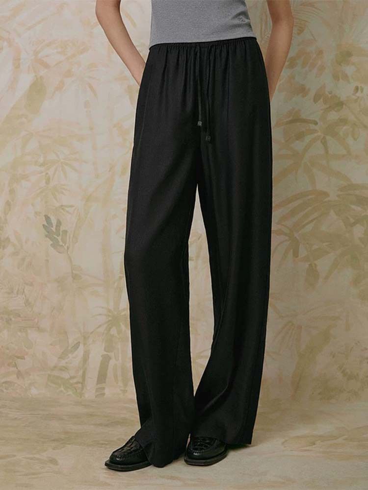 Suitable For All Seasons Si Linen Elastic Drawstring Airy Wide-Leg For Women 25 Summer New Lazy Loose Slimming Straight Pants 9017_ecoleips.com