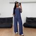 European And American Cross-Border Asymmetrical Neck Wide-Leg Set 2026 Autumn Winter Women's Casual Solid Color Sports_ecoleips.com