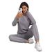 Women's Clothing Waffle Jacquard Long Sleeved Casual Sports Sweater Trousers Women's Suit_ecoleips.com