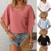 Elegant V-Neck Flowy Chiffon Blouse With Peony Sleeves For Women - Summer Casual Boho Tops_ecoleips.com