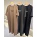 Summer Fashion Trendy Letter Print Short Sleeve Large Size Women's Loose Long Dress Dress Top_ecoleips.com