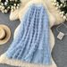 High Waisted Mesh Patchwork Cake Skirt For Women Fairy Like Layered Puffy Slimming Versatile A-Line Long Skirt Spring Style_ecoleips.com