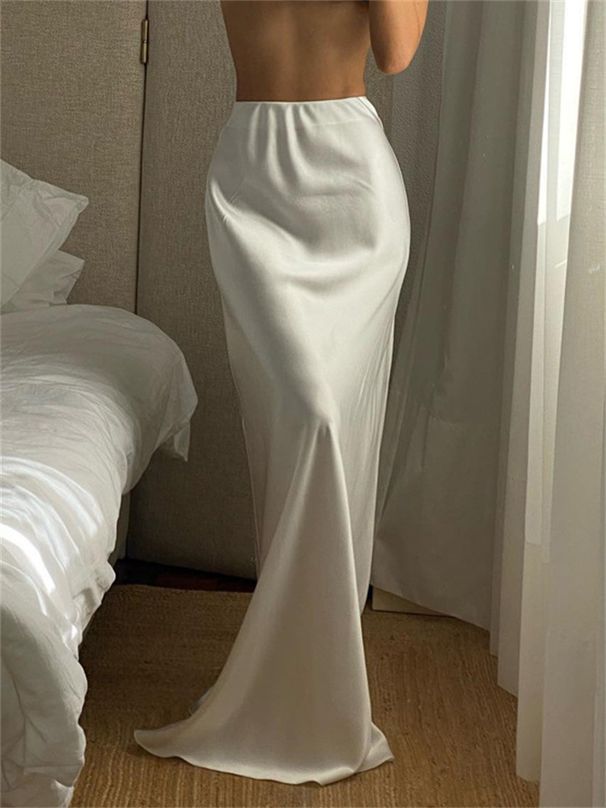 Tossy White Satin High Waist Long Skirt For Women Zipper Side Split Slim Elegant Party Maxi Skirt Y2k Outfit Female Long Skirt_ecoleips.com