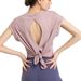 Women's Clothing Lulu New Temperament Yoga T Shirt Quick Drying Sports Short Sleeved Fashion Sexy Back Top Hollow Fitness Clothes For Women_ecoleips.com