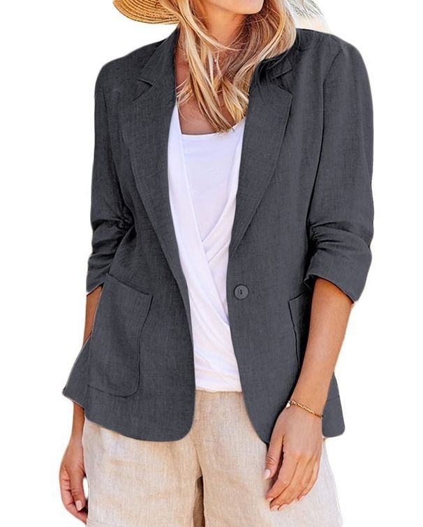 2025s 2025 Women's New Spring And Summer Long Sleeved Small Suit With Collar Style Professional Slimming Coat_ecoleips.com