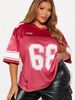Women's Clothing Splicing Letter Printing Loose Sports Style Jersey Short Sleeve T shirt_ecoleips.com