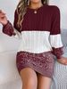 Casual Color Matching Twist Lantern Sleeve Sweater Skirt Women's Clothing_ecoleips.com