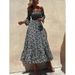 New Fashion Off-Shoulder Wrap Waist Flared Sleeve Midi Dress - Slimming Geometric Print Polyester Elegant Office Wear For Women_ecoleips.com