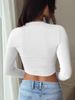 Women's round Neck Short Cropped T-Shirt Long Sleeve Sexy Hot Girl European American Style Top for Autumn_ecoleips.com