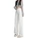 Women's White Slim Fit Straight Leg Jeans Loose Fit Flattering Drape Bestseller for Spring And Autumn_ecoleips.com