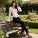 Vintage Ruffled Lace Corset Blouse, Long Flare Sleeve Peplum Top For Romantic & Formal Occasions_ecoleips.com