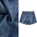 Women's Clothing Ice Skin Soft Milk Silk Fabric Four Way Stretch Fashion Slim High Waist Side Slit Denim Shorts Women_ecoleips.com